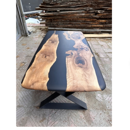 Black Epoxy Resin Live Edge Walnut Table, Black Resin Dining Room Table,  Luxury Walnut Table – Dos Hermanos